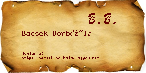Bacsek Borbála névjegykártya